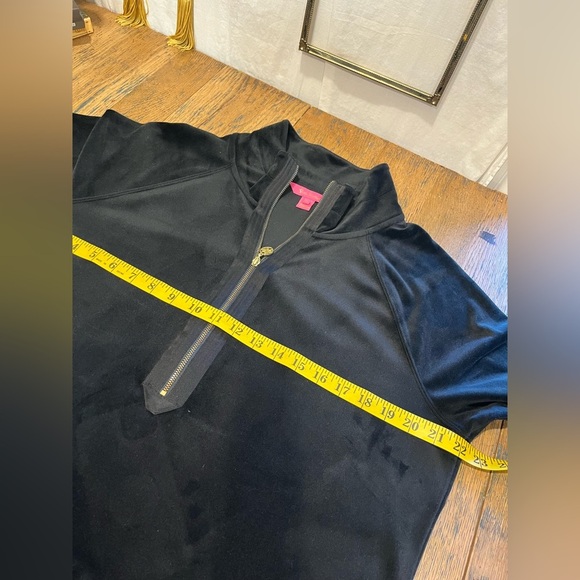LILLY PULITZER Black Velour Half-Zip Dress XL - Picture 9 of 10